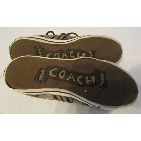 Coach Trainers Folly Sneakers Brown Signature Canvas Leather Trim Size 10 - Picture 11 of 11